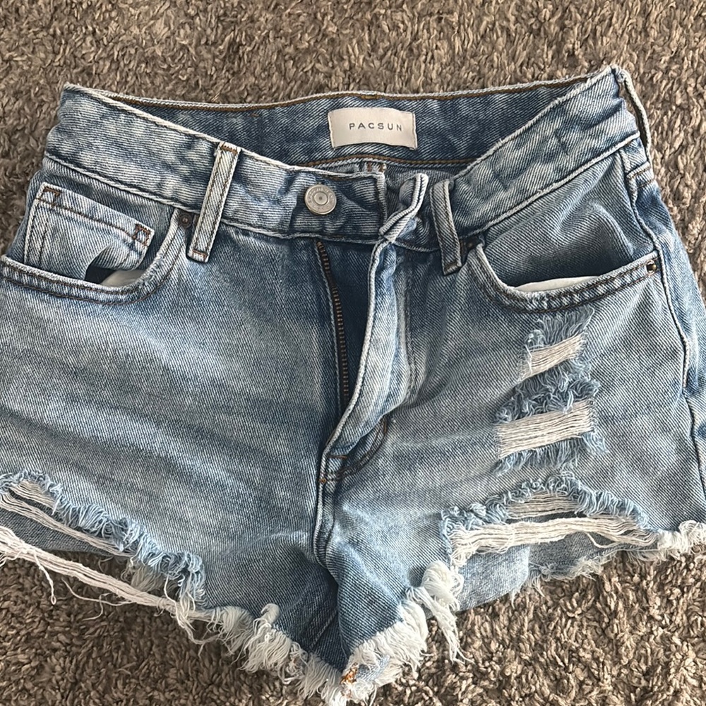 PacSun Blue Jean Shorts Distressed Denim
